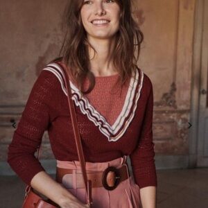 SEZANE Mael Ruffle Sweater in Size S